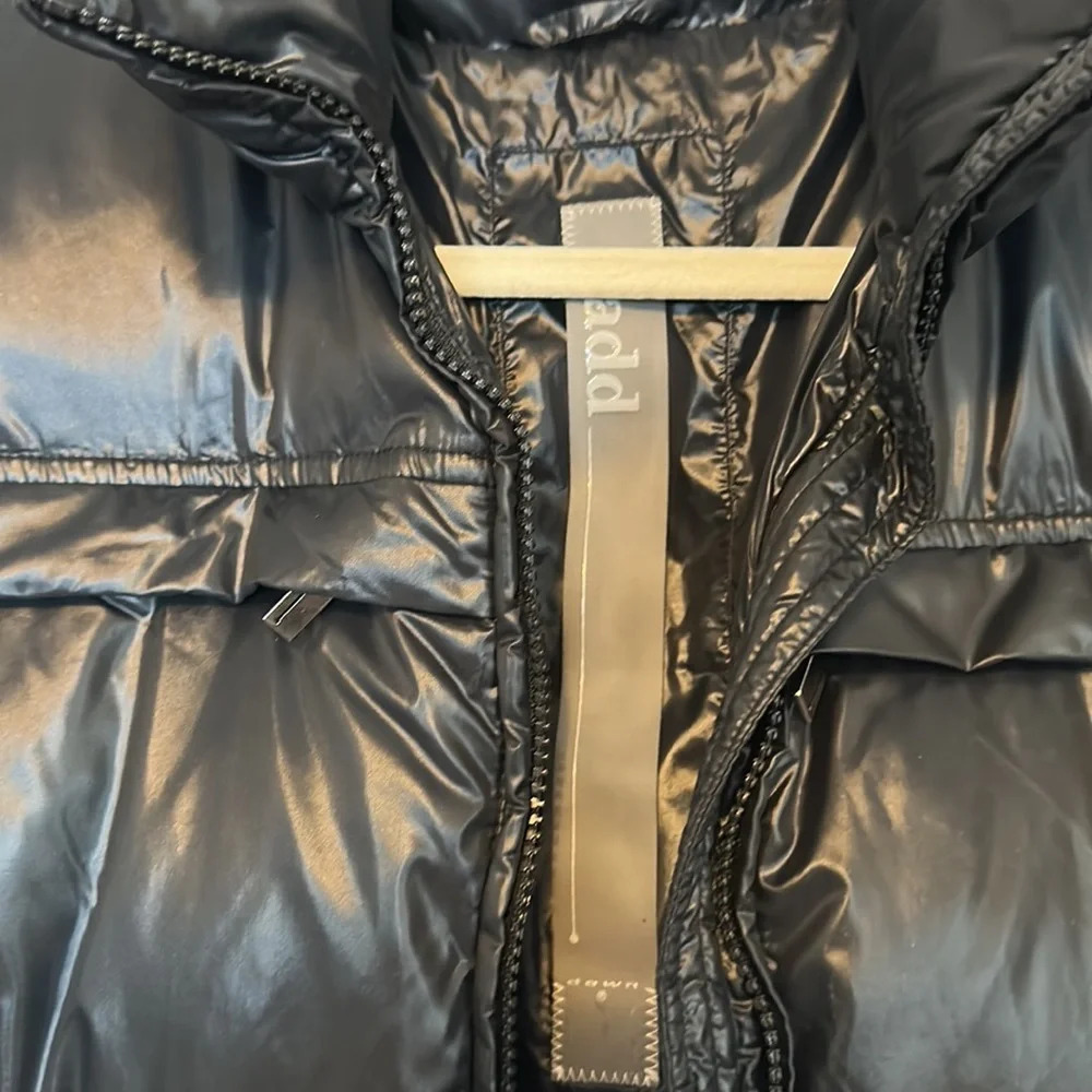 ADD Down Women’s Black Belted Longline Jacket EUC US12 - Picture 2 of 10